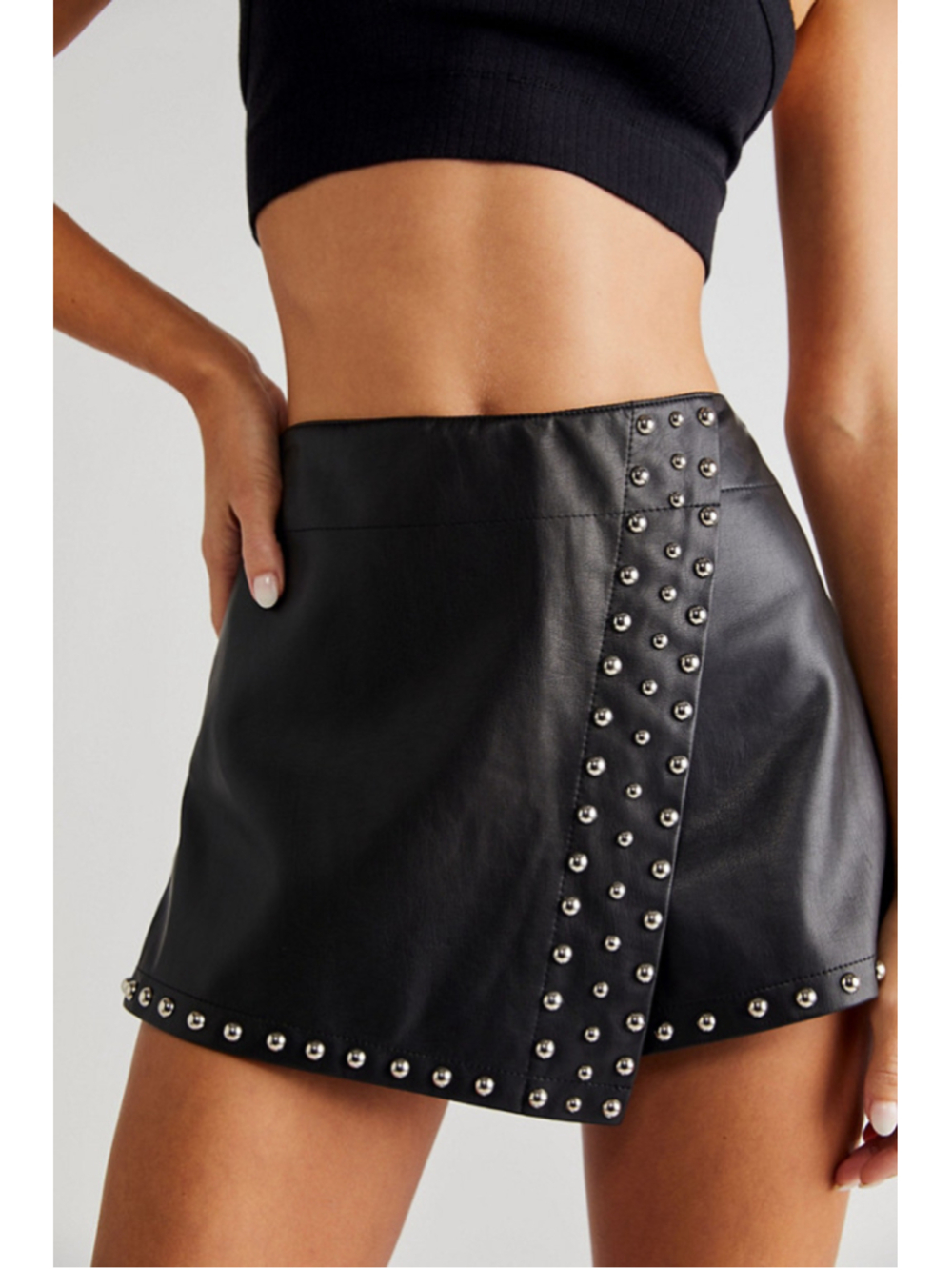 Free People Studded Emmy Mini Skort Black Size 2 - Picture 5 of 8